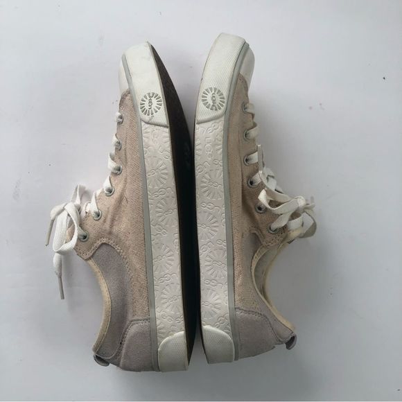 UGG Evera wool shearling lined low top canvas and leather sneaker woman size 8.5 - Picture 7 of 9